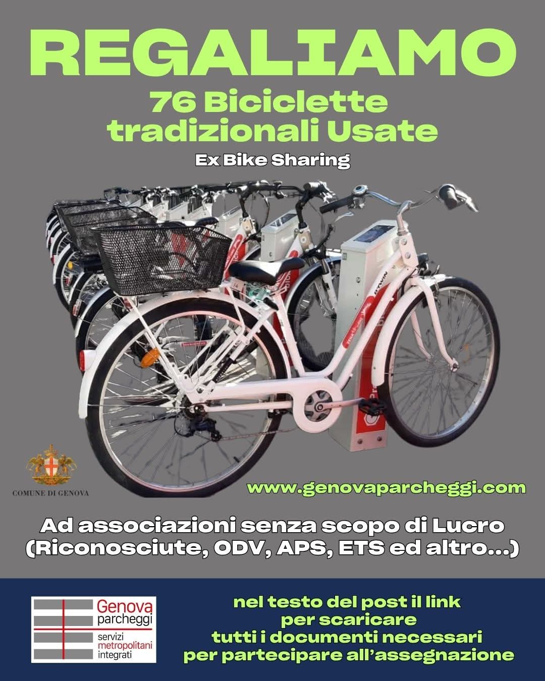 Genova Parcheggi dona 76 biciclette tradizionali usate