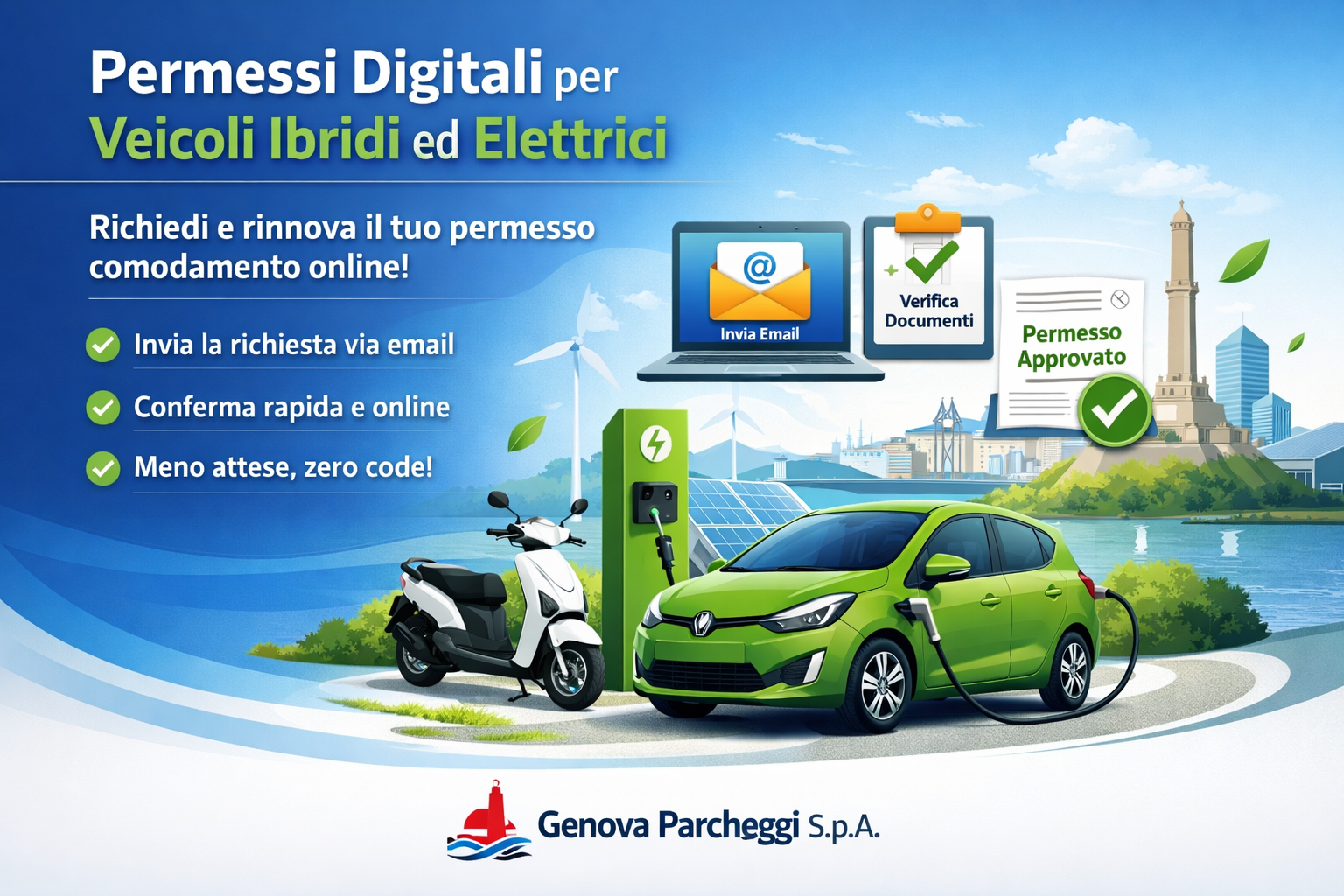 Nuova procedura digitale per i permessi veicoli ibridi ed elettrici